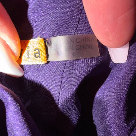 Alice & Olivia Purple Sleeveless Draped Wrap Dress With Cross Back Detail Size 4 - Picture 7 of 8